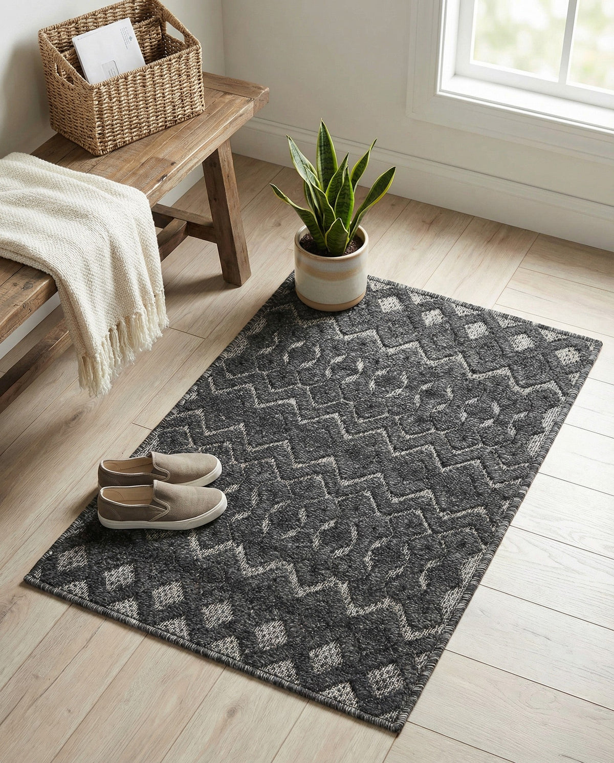 Garden Lattice Charm Collection Area Rug -  Pergola (Charcoal) Rectangle Charcoal  lifestyle 15