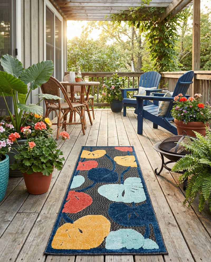 Caribbean Terrace Collection Area Rug -  Grenada Runner Charcoal  lifestyle 84