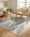 Seaside Blooms Collection Area Rug -  Evergreen (Charcoal Ivory) Rectangle Charcoal Ivory  lifestyle 6