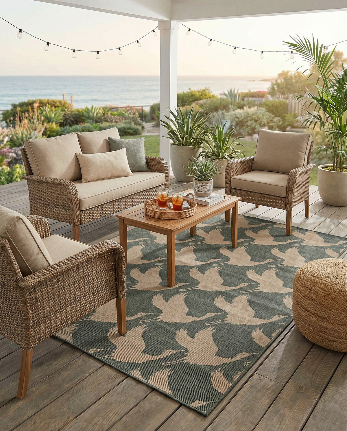 Seaside Haven Rugs Collection Area Rug -  Pelican Rectangle Stone Blue  lifestyle 4