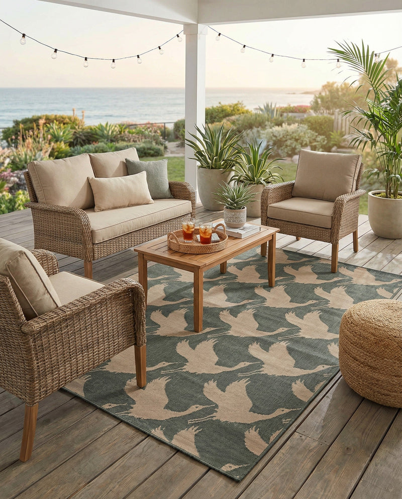 Seaside Haven Rugs Collection Area Rug -  Pelican Rectangle Stone Blue  lifestyle 4