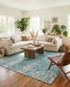 Desert Nomad Terrace Collection Area Rug - Sahara (Light Aqua) Square Light Aqua  lifestyle 73