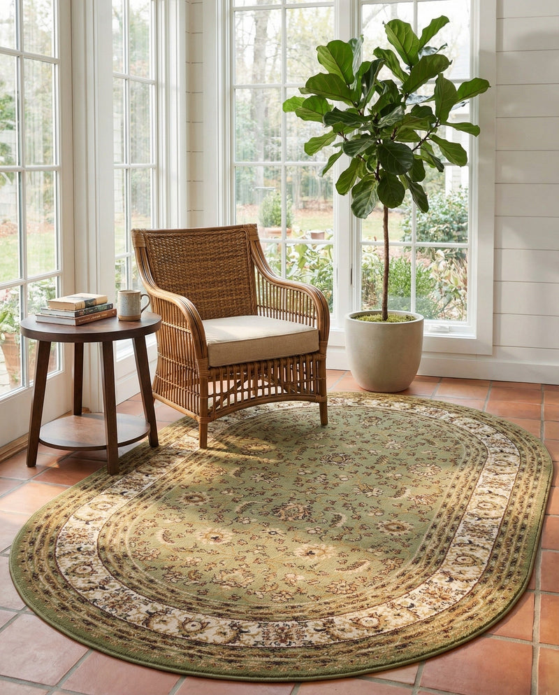 Jaipur Elegance Collection Area Rug -  Nahargarh (Green) Oval Green  lifestyle 83