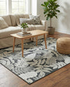 Seaside Blooms Collection Area Rug -  Serene Rectangle Black  lifestyle 37