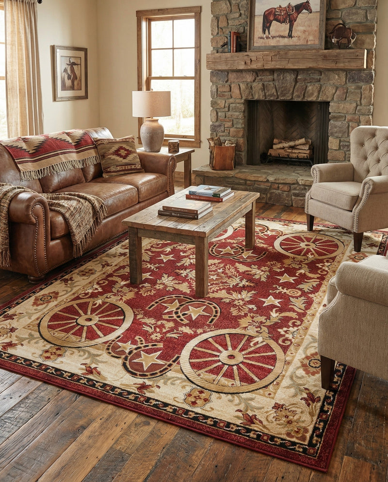 Frontier Trails Collection Area Rug -  Onyx Rectangle Red  lifestyle 33