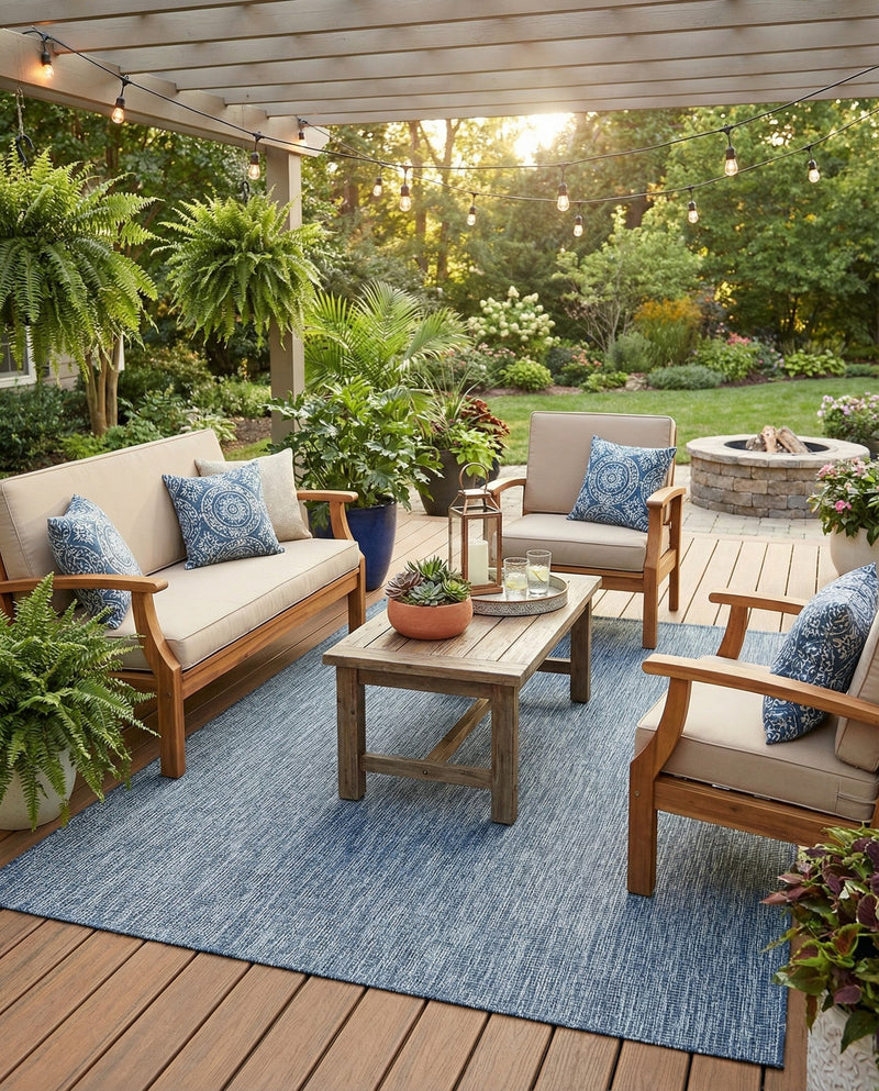 Seaside Serenity Collection Area Rug - Veranda (Blue) Rectangle Blue  lifestyle 23