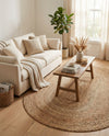 Woven Seaside Jute Collection Area Rug - Savannah (Natural) Oval Natural  lifestyle 51