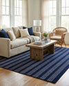 Hampton Stripes Wool Collection Area Rug - Montauk Rectangle Cobalt Blue  lifestyle 8