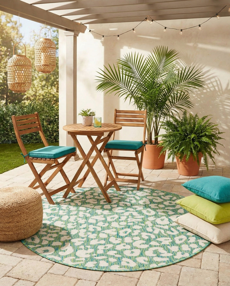 Savannah Escape Collection Area Rug -  Amazon (Green Blue) Round Green Blue  lifestyle 73