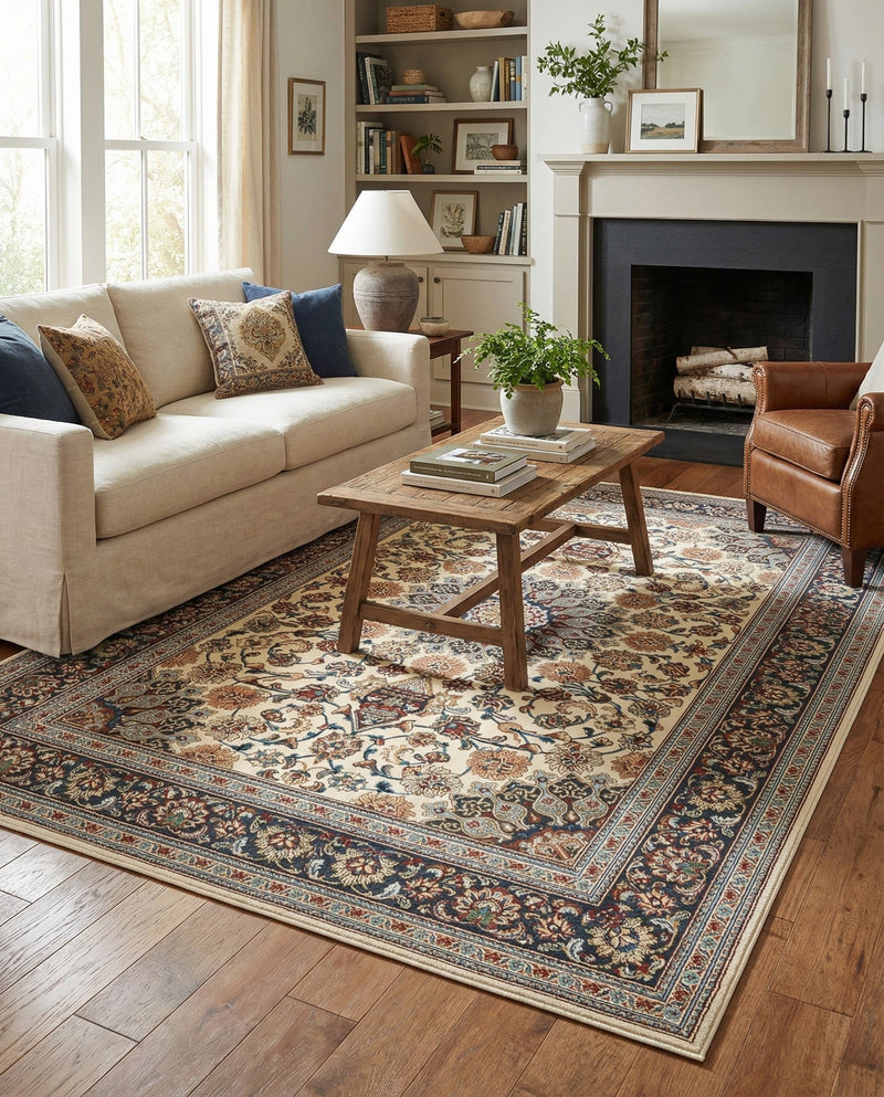 Patio Heritage Collection Area Rug -  Bower Rectangle Ivory  lifestyle 9