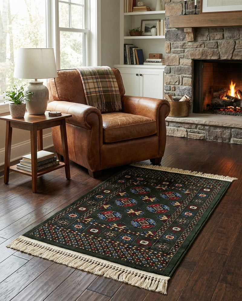 Samarkand Elegance Collection Area Rug -  Margilan (Dark Green) Rectangle Dark Green  lifestyle 8
