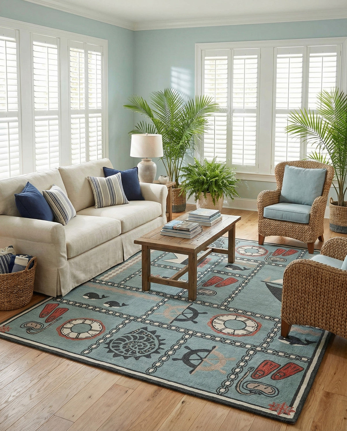 Seaside Haven Rugs Collection Area Rug -  Anchorage Rectangle Blue  lifestyle 7