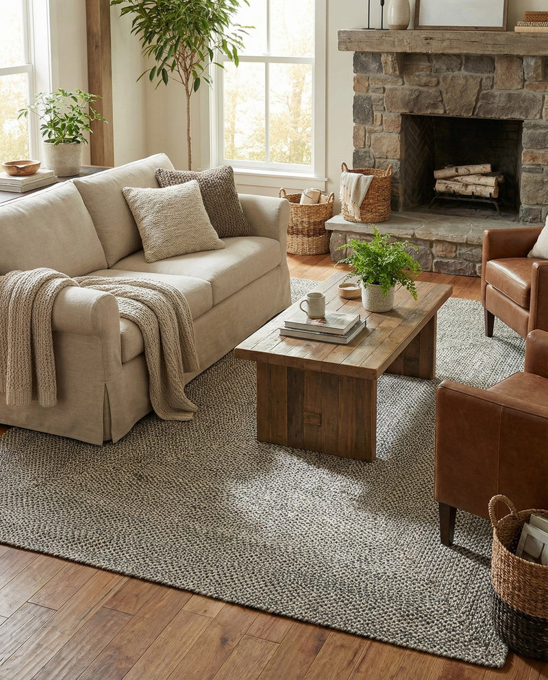 Highland Woven Jute Collection Area Rug - Glenmore (Gray) Rectangle Gray  lifestyle 3