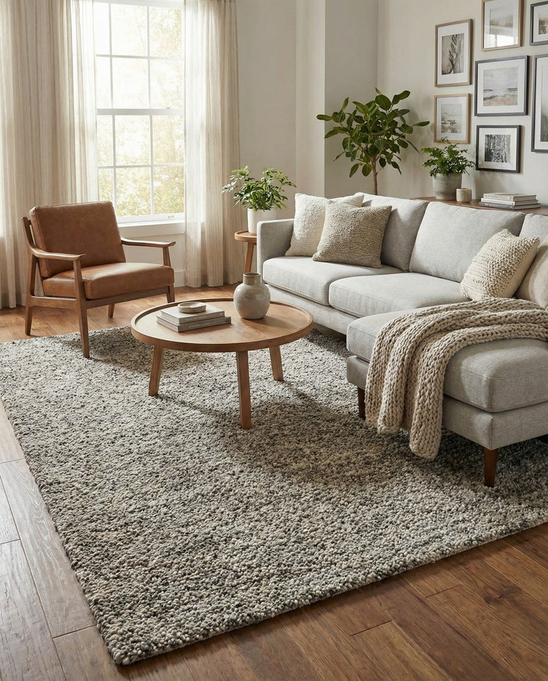 Wellington Luxe Shag Collection Area Rug - Kapiti Rectangle Salt and Pepper  lifestyle 9