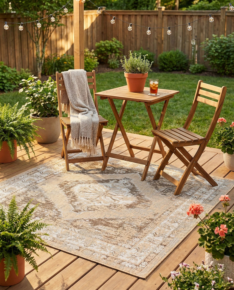 Patio Heritage Collection Area Rug -  Augusta (Natural) Square Natural  lifestyle 67