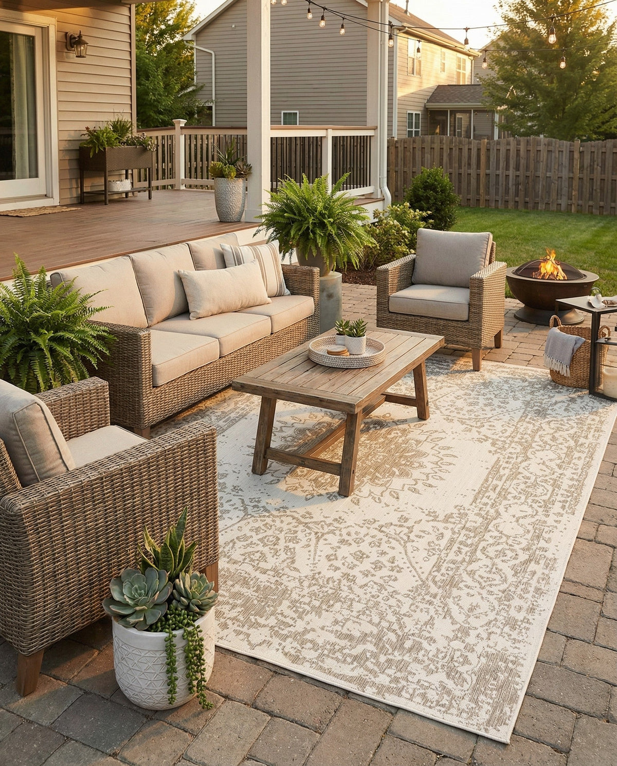 Patio Heritage Collection Area Rug -  Lafayette (Gray) Rectangle Gray  lifestyle 15