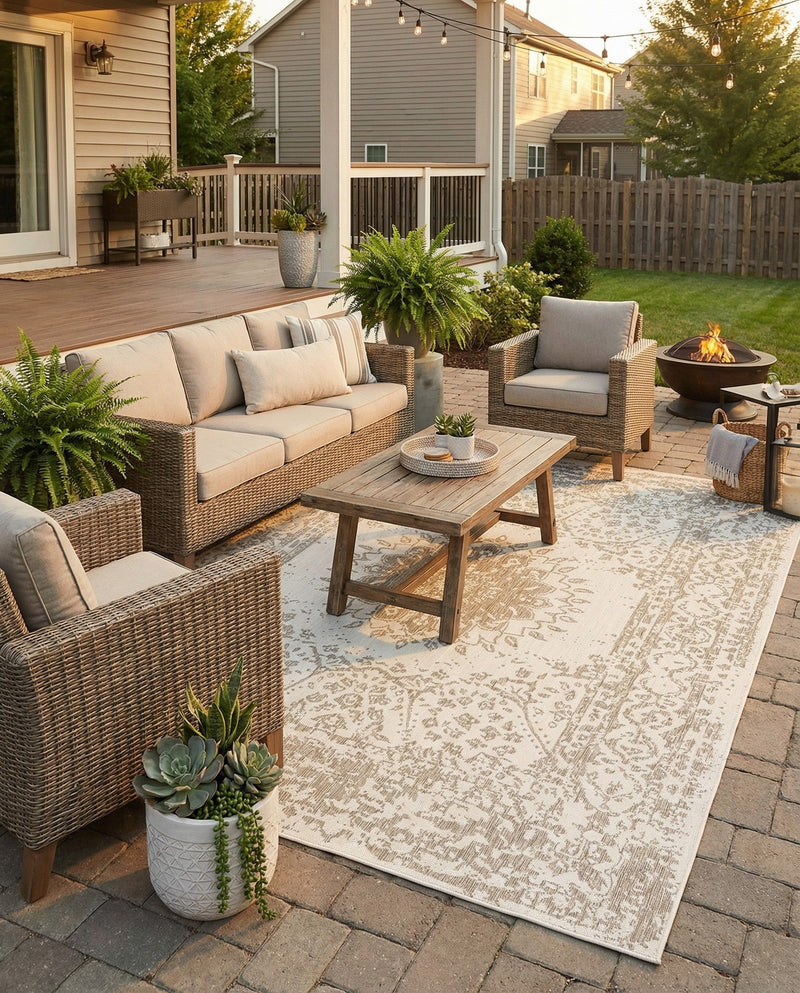 Patio Heritage Collection Area Rug -  Lafayette (Gray) Rectangle Gray  lifestyle 15