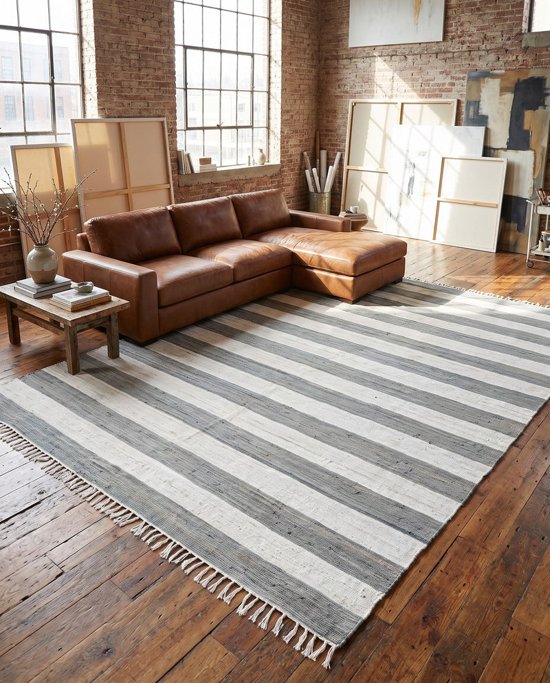Tassel Trail Collection Area Rug - Pathway (Gray) Rectangle Gray  lifestyle 30