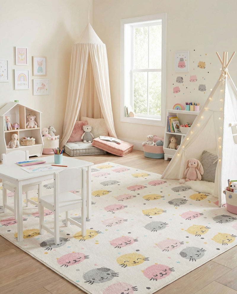 Wonder Tykes Collection Area Rug -  Dazzle Rectangle Ivory  lifestyle 8
