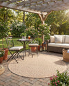 Garden Lattice Charm Collection Area Rug - Arbor (Beige) Round Beige  lifestyle 52
