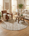 Cascade Range Collection Area Rug - Hood (Ivory) Round Ivory  lifestyle 91