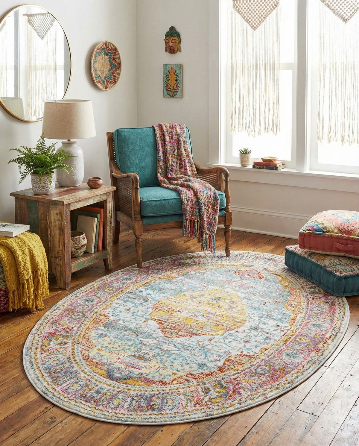 Caribbean Breeze Collection Area Rug -  Vieques Oval Light Blue  lifestyle 158