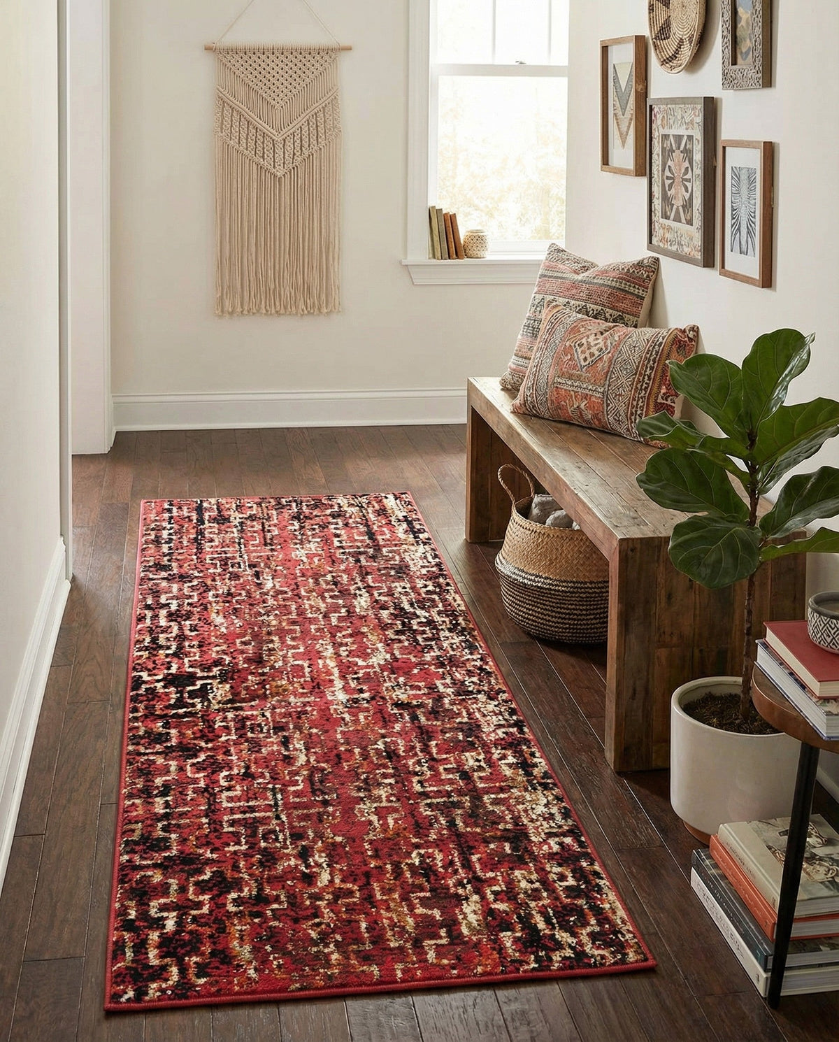 Neptune Elegance Collection Area Rug -  Proteus Runner Burgundy  lifestyle 109