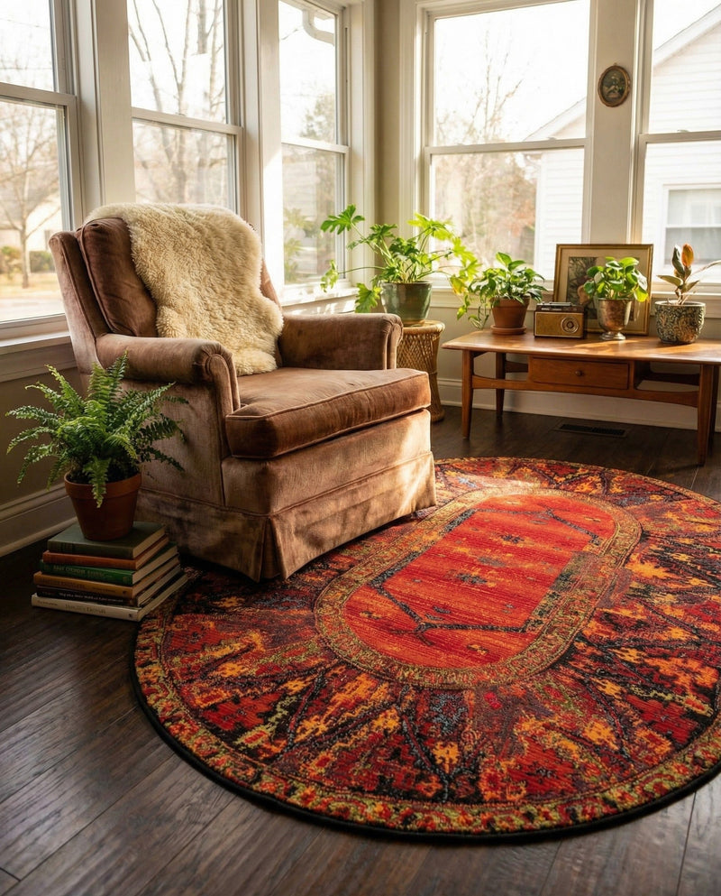 Safari Escape Rugs Collection Area Rug - Serengeti Oval Multi  lifestyle 81