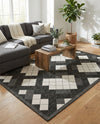 Urban Terrace Collection Area Rug -  Williamsburg Rectangle Black and White  lifestyle 3
