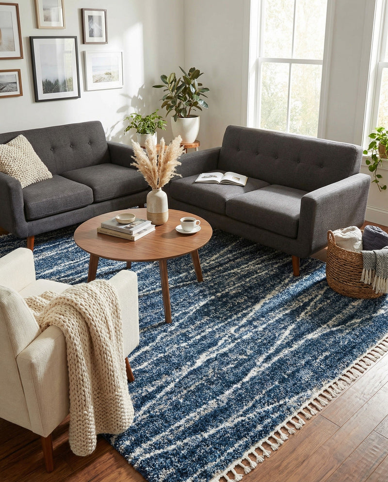 Tranquil Tides Shag Collection Area Rug -  Frost Rectangle Blue  lifestyle 10
