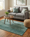Jewel Oasis Collection Area Rug - Sapphire (Green) Rectangle Green  lifestyle 6