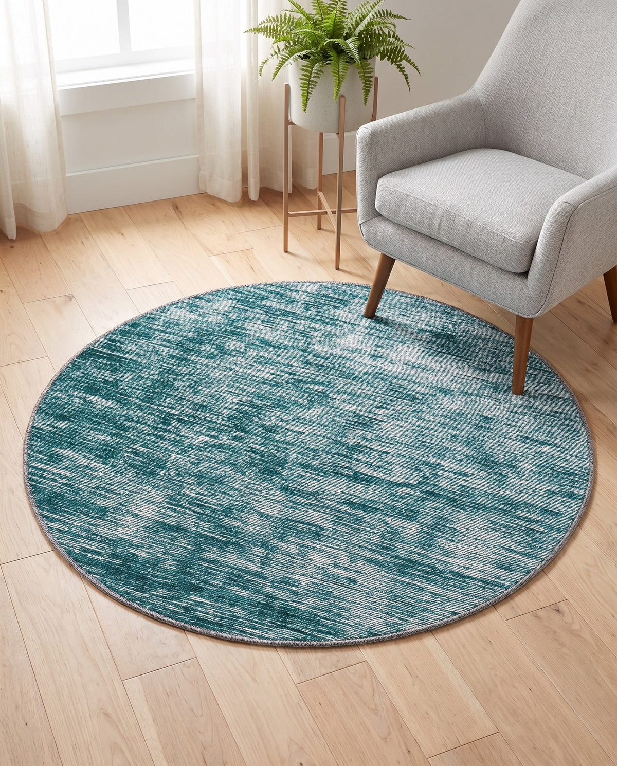 Sahara Essence Collection Area Rug - Oasis (Teal) Round Teal  lifestyle 92