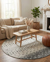 Mediterranean Lattice Collection Area Rug -  Casablanca (Ivory and Gray) Round Ivory and Gray  lifestyle 64