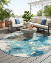 Urban Terrace Collection Area Rug -  Gazebo Round Blue and Ivory  lifestyle 71