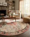 Patio Heritage Collection Area Rug -  Meadow Round Multi  lifestyle 66
