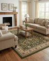 Isfahan Elegance Collection Area Rug - Naghsh-e Jahan (Green) Rectangle Green  lifestyle 41
