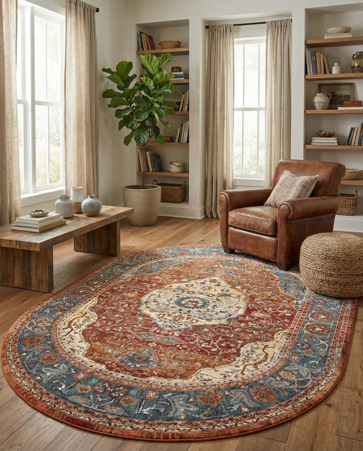Caribbean Breeze Collection Area Rug -  Vieques Oval Rust Red  lifestyle 107