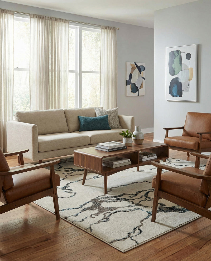 Brighton Terrace Collection Area Rug -  Aldrington Rectangle Ivory  lifestyle 9