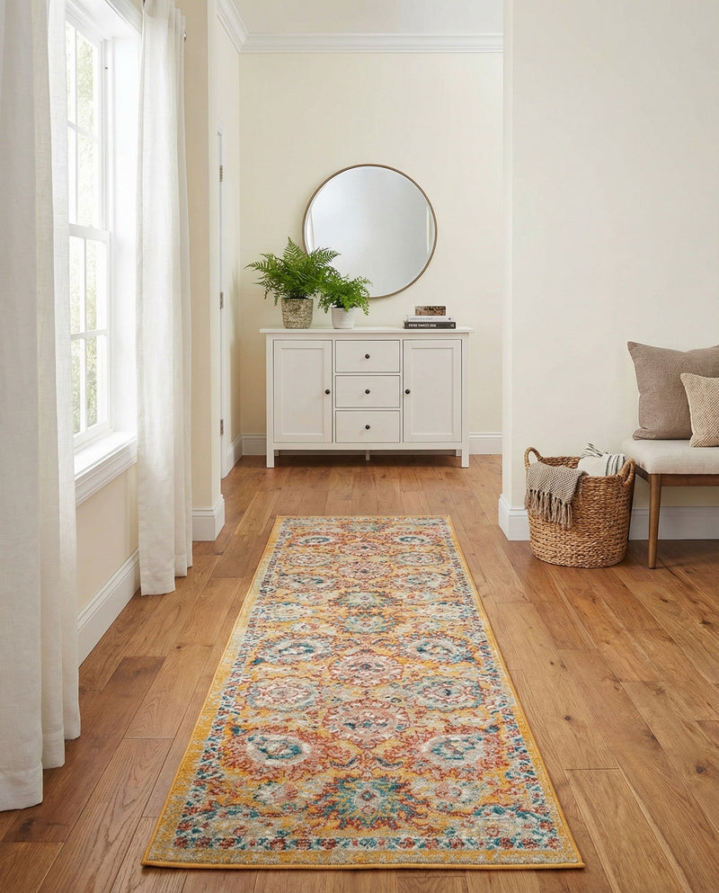 Seville Stripes Collection Area Rug -  Cordoba (Yellow) Runner Yellow  lifestyle 60