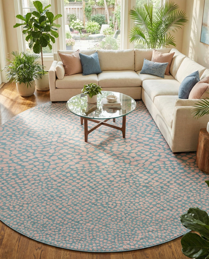 Urban Oasis Rugs Collection Area Rug -  Terrace (Pink and Aqua) Round Pink and Aqua  lifestyle 27