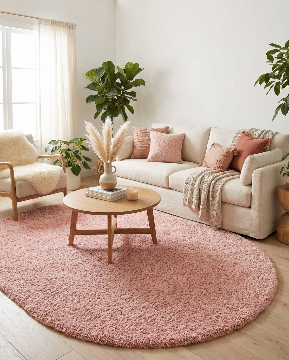 Alpine Plush Collection Area Rug - Verbier Oval Pink  lifestyle 60