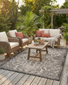 Tribal Terrace Treasures Collection Area Rug - Mayan Marina (Charcoal Gray) Rectangle Charcoal Gray  lifestyle 27