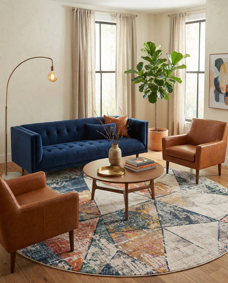 Jewel Oasis Collection Area Rug -  Topaz Round Multi  lifestyle 43