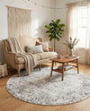 Riviera Elegance Collection Area Rug - Antibes (Gray) Round Gray  lifestyle 49