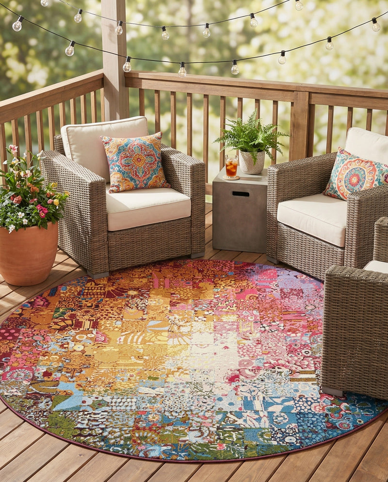 Urban Terrace Collection Area Rug -  Terrace Round Multi  lifestyle 41