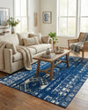 Brighton Stripes Collection Area Rug - Sussex (Navy Blue) Rectangle Navy Blue  lifestyle 9