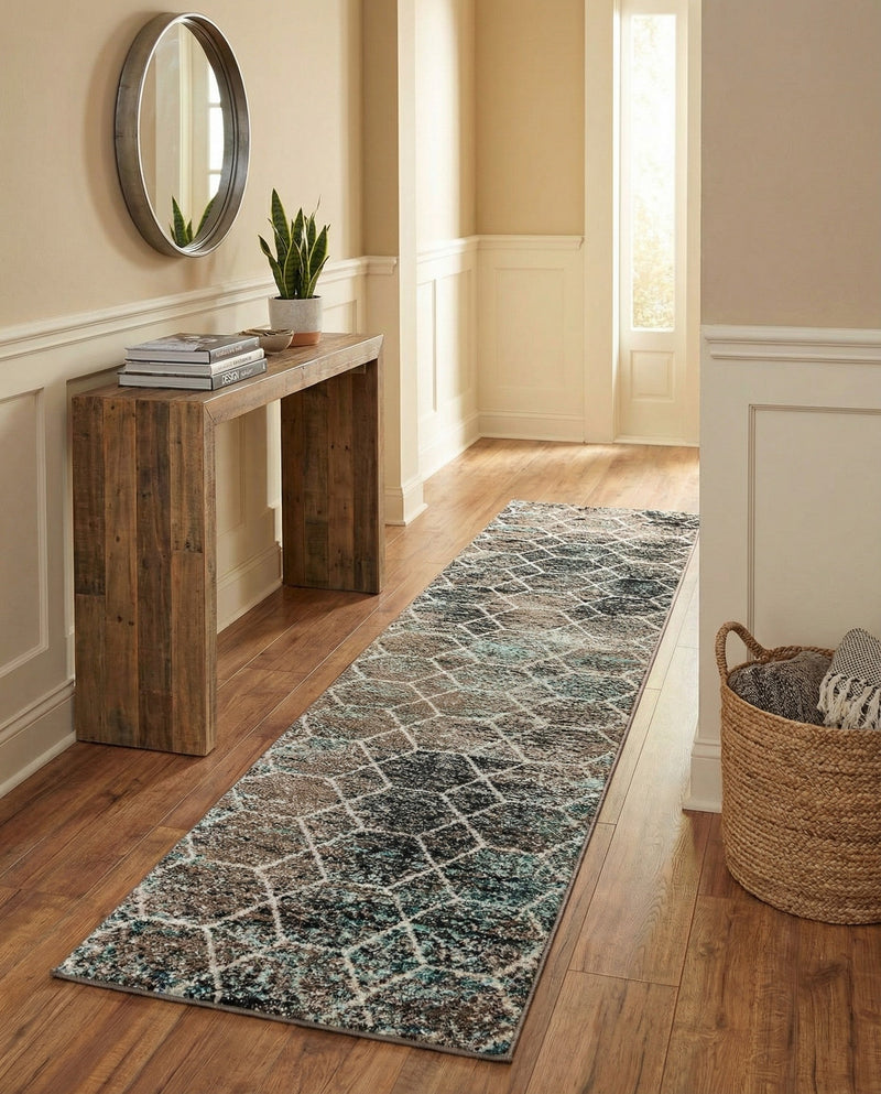 Trellis Mosaic Collection Area Rug - Arborville (Blue Multi) Runner Blue Multi  lifestyle 22