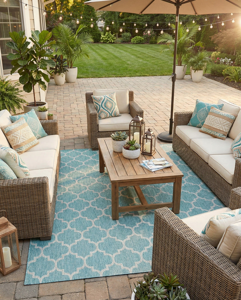 Savannah Pergola Collection Area Rug - Arbor (Aquamarine) Rectangle Aquamarine  lifestyle 17
