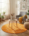 Trellis Mosaic Collection Area Rug - Arborville (Orange) Round Orange  lifestyle 35