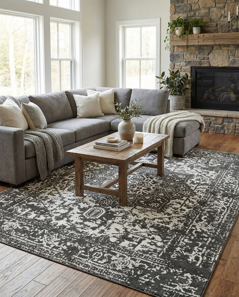 Georgetown Rugs Collection Area Rug - Dupont (Dark Gray) Rectangle Dark Gray  lifestyle 7